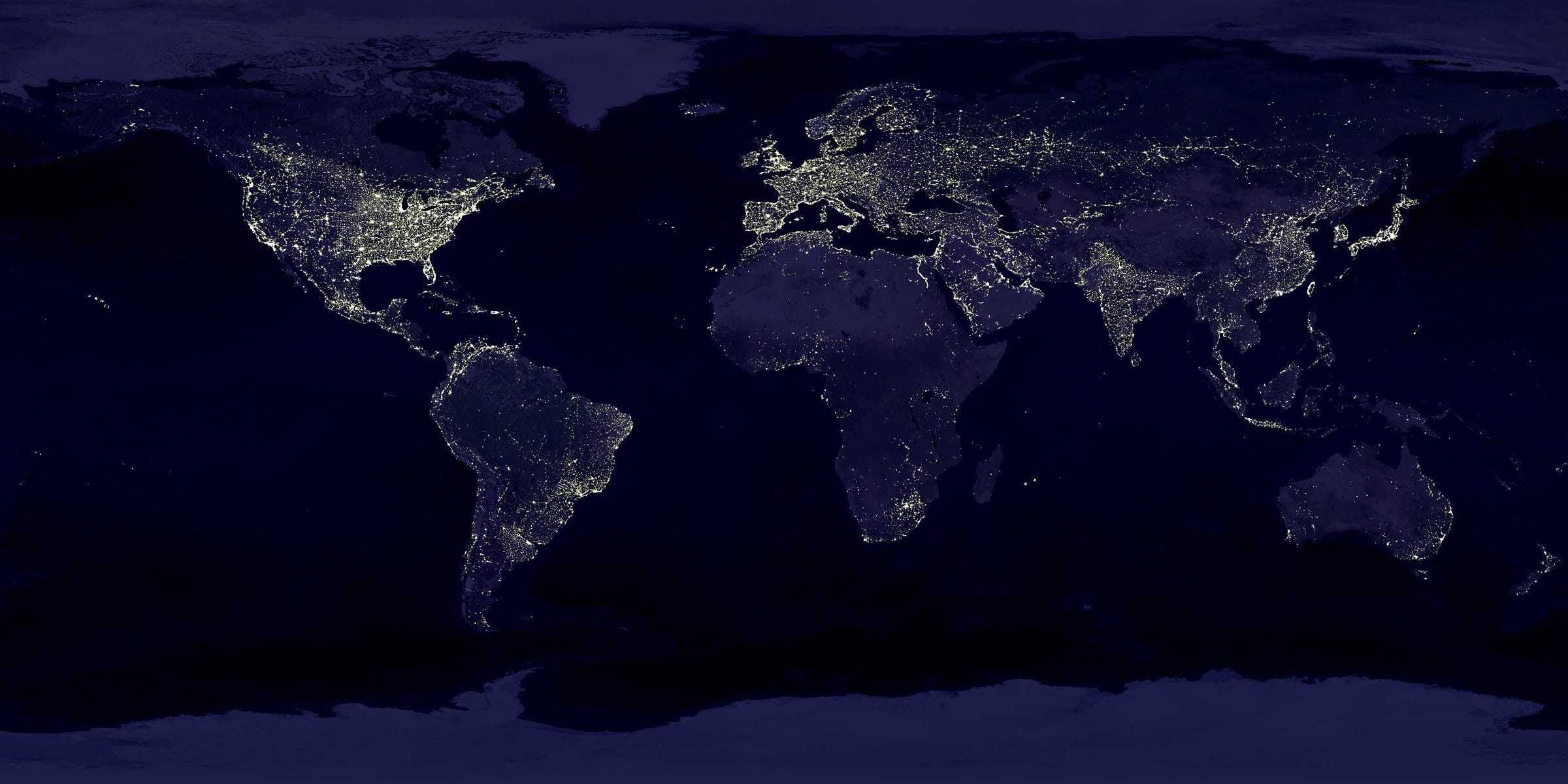 image of the earth at night as a rectangle