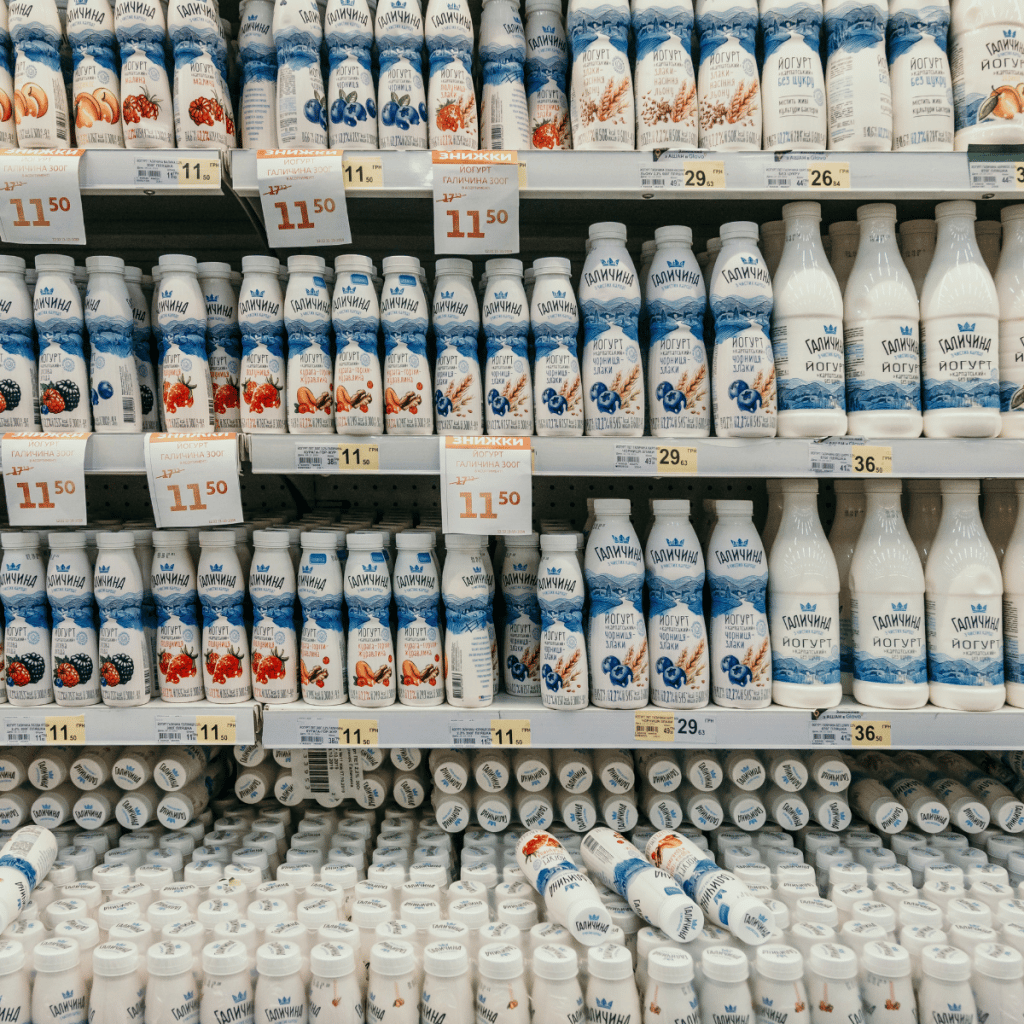 Milk on shelf